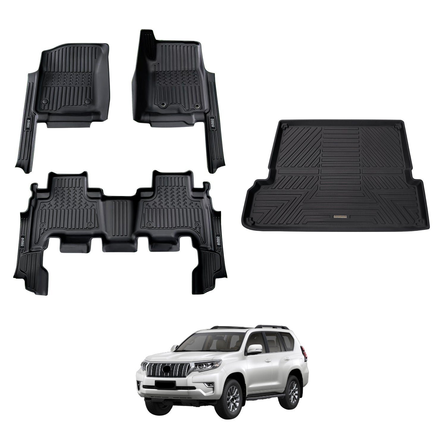 PRE-ORDER 7D Car Floor Mats for Toyota Land Cruiser Prado 150 Series 7-Seat 2009-2024 (Auto Trans)