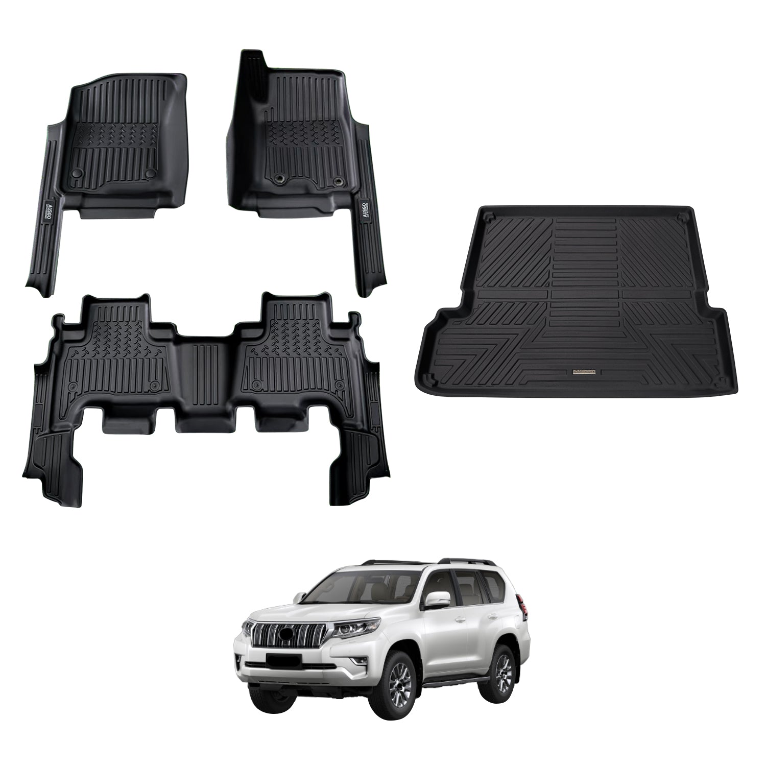 7D Car Floor Mats for Toyota Land Cruiser Prado 150 Series 7-Seat 2009-2024 (Auto Trans)