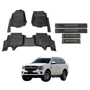 7D Injection Floor Mats + Black Door Sill Protector for Ford Everest Next-Gen 2022-Onwards