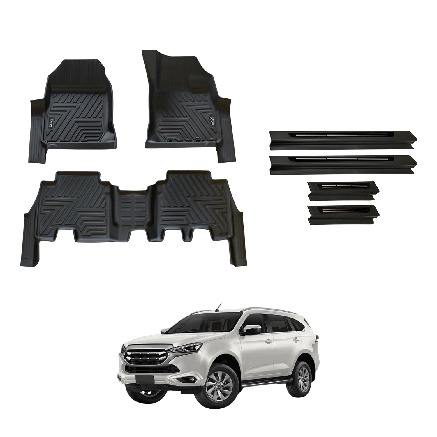 Floor Mats + Black Door Sill Protector for ISUZU MUX MU-X 2021-Onwards