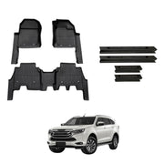 7D Injection Floor Mats + Black Door Sill Protector for ISUZU MUX MU-X 2021-Onwards
