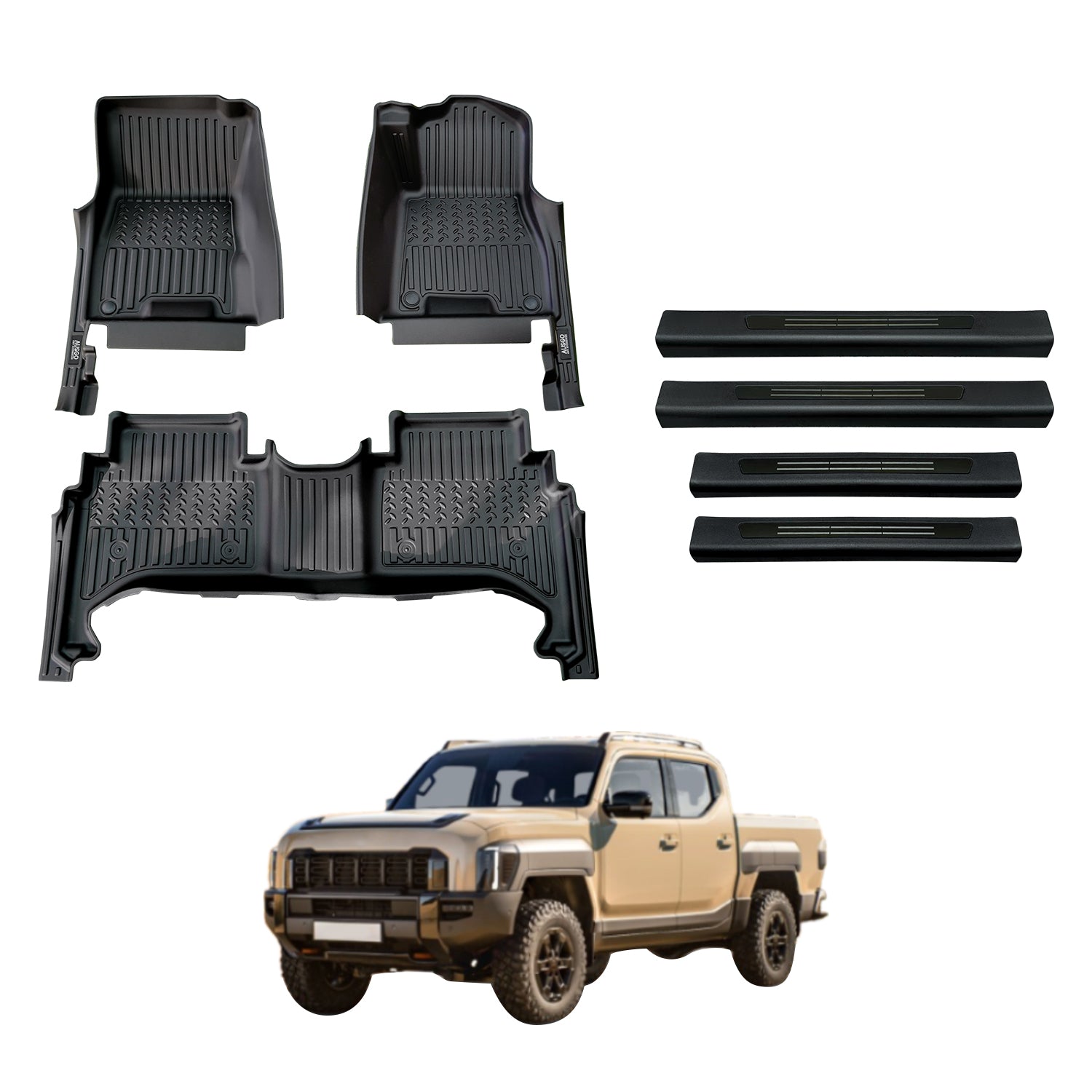 PRE-ORDER 7D Floor Mats + Black Door Sill Protector for KIA Tasman 2025-Onwards