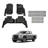 Car Floor Mats + Door Sills Protector for Mitsubishi Triton MV Dual Cab 2024-Onwards