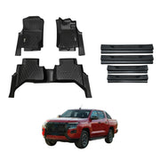 Car Floor Mats + Black Door Sill Protector for Nissan Navara D27 Dual Cab 2026-Onwards