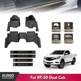 5D Injection Floor Mats + Black Door Sills for Mazda BT-50 BT50 UP Series Dual Cab 2011-2020