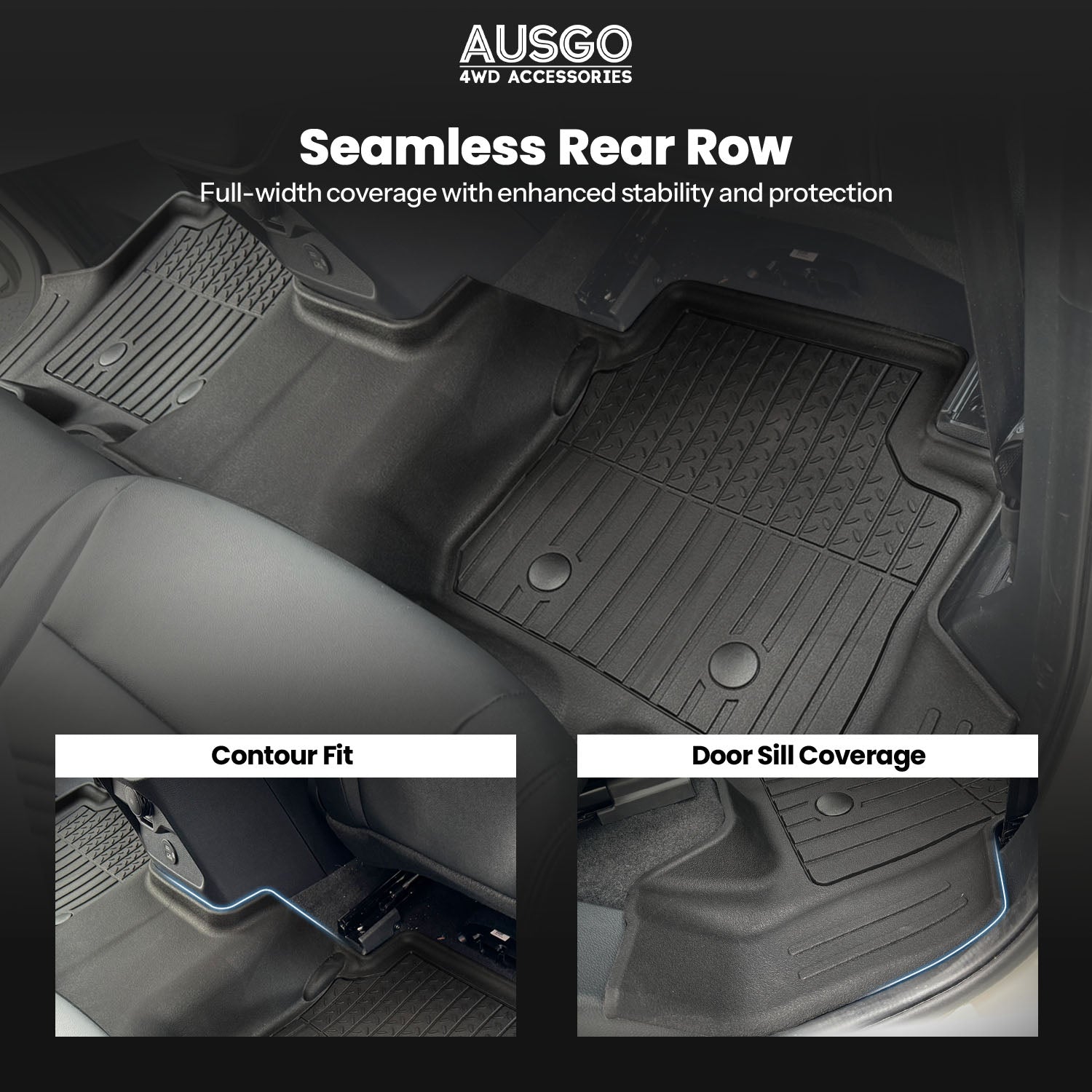 7D Injection Floor Mats + Black Door Sill Protector for Ford Everest 2022-Onwards