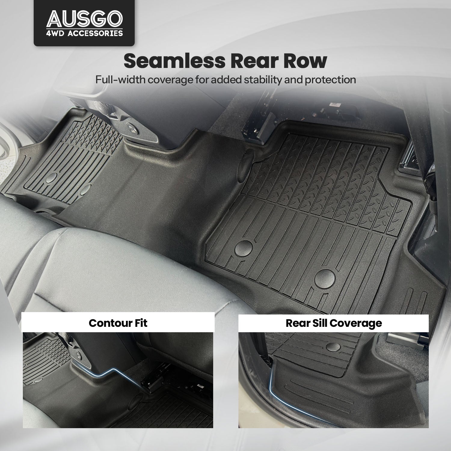 7D Injection Floor Mats + Black Door Sill Protector for Ford Everest 2022-Onwards