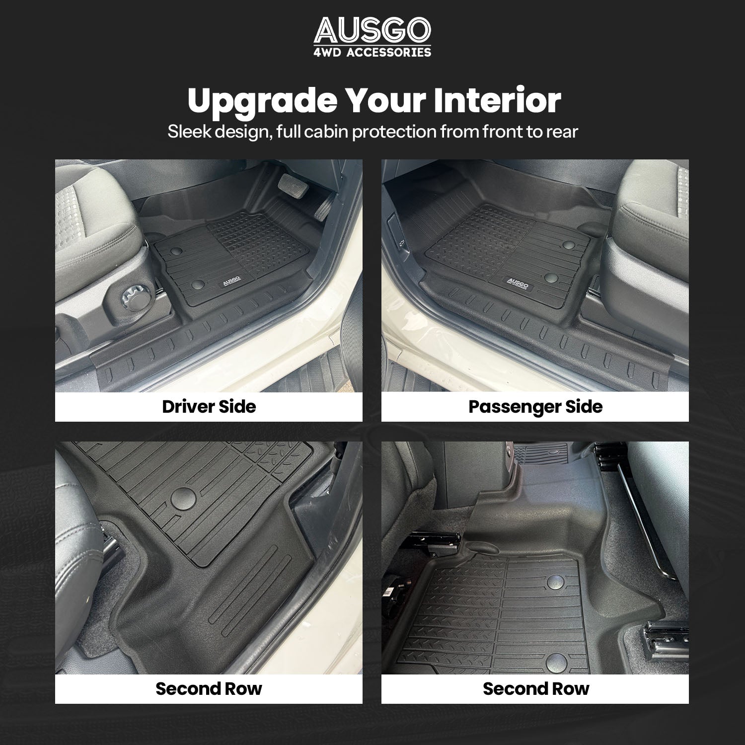 7D Injection Floor Mats + Black Door Sill Protector for Ford Everest 2022-Onwards