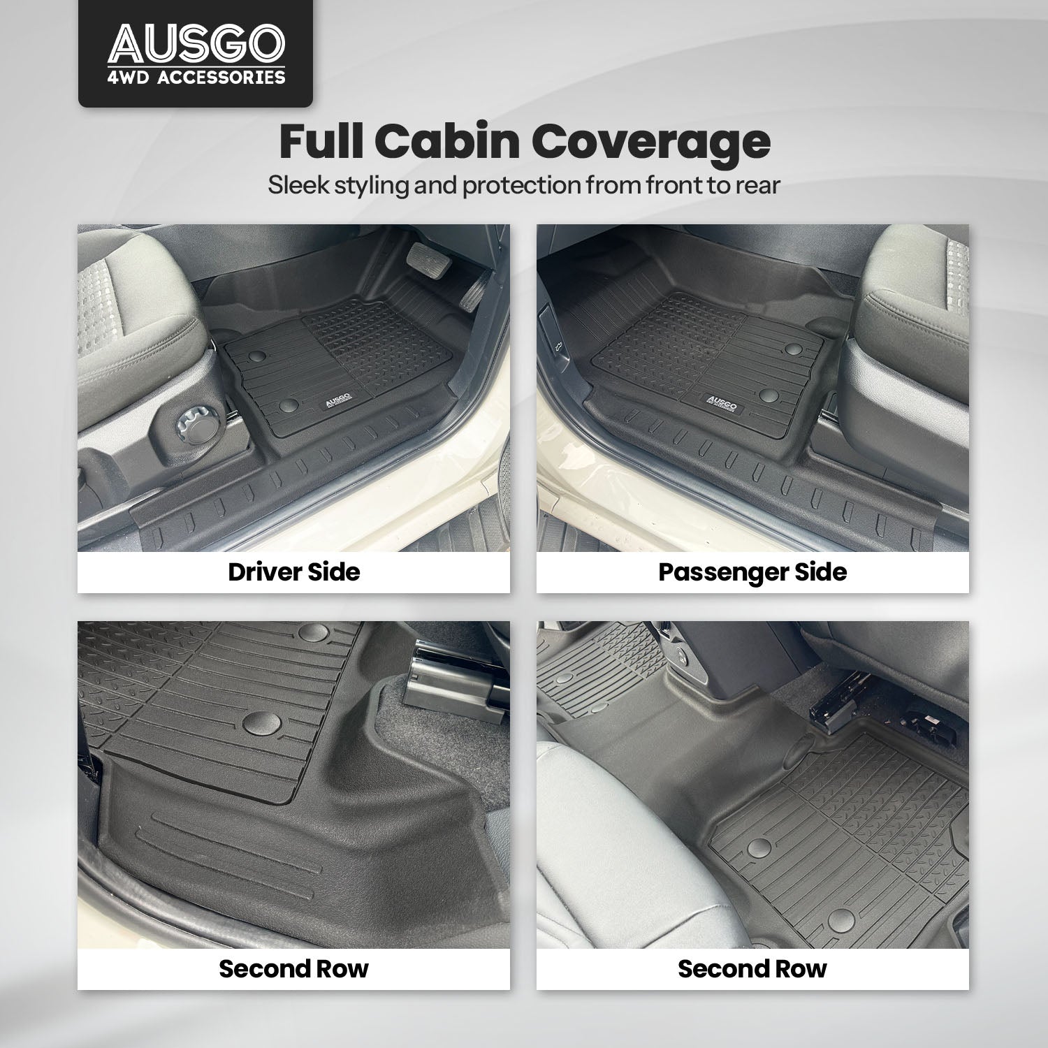 7D Injection Floor Mats + Black Door Sill Protector for Ford Everest 2022-Onwards