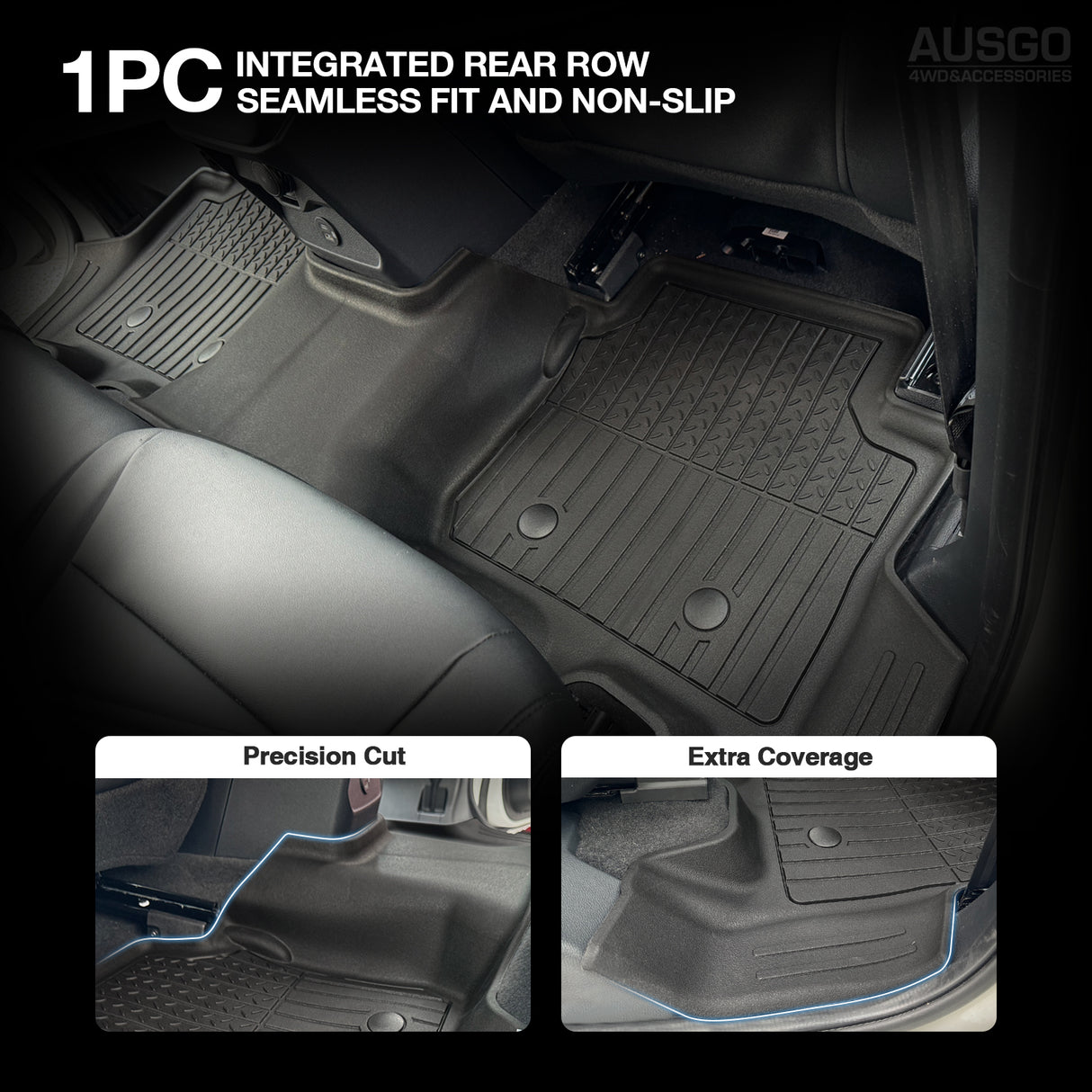 5D Moulded Floor Mats + Black Door Sill Protector for Ford Everest Next-Gen 2022-Onwards