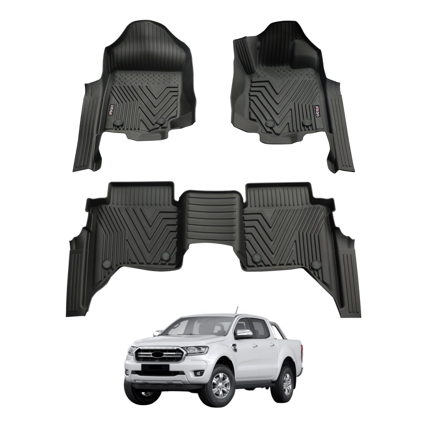 5D Injection Floor Mats for Ford Ranger PX PX2 PX3 Series Dual Cab 2011-2022