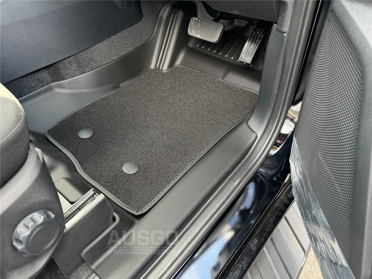 Double-Layer Car Floor Mats + Door Sill Protector for Ford Ranger Dual Cab Next-Gen 2022-Onwards