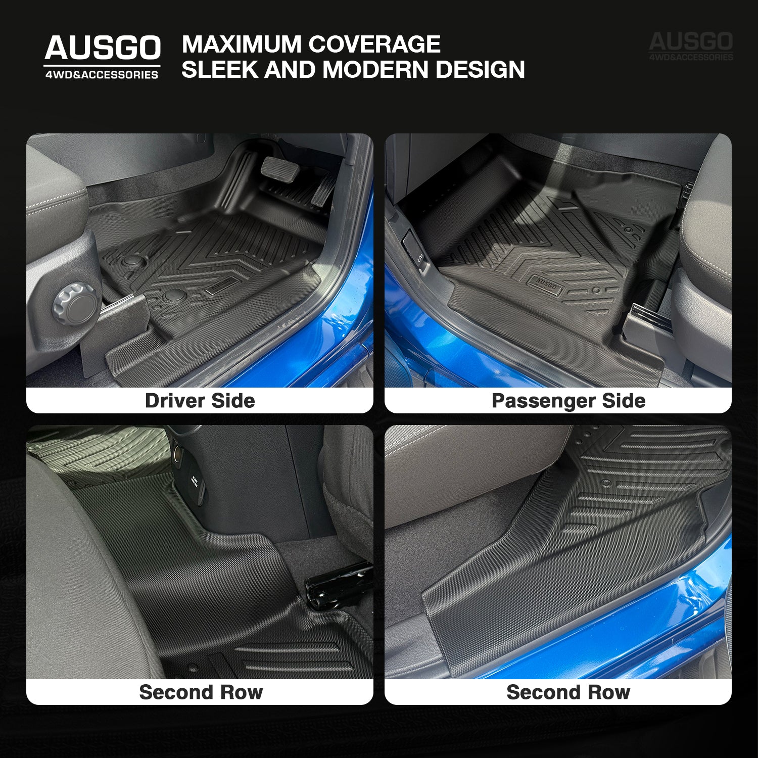 5D Car Floor Mats + Door Sill Protector for Ford Ranger Dual Cab 2022-Onwards
