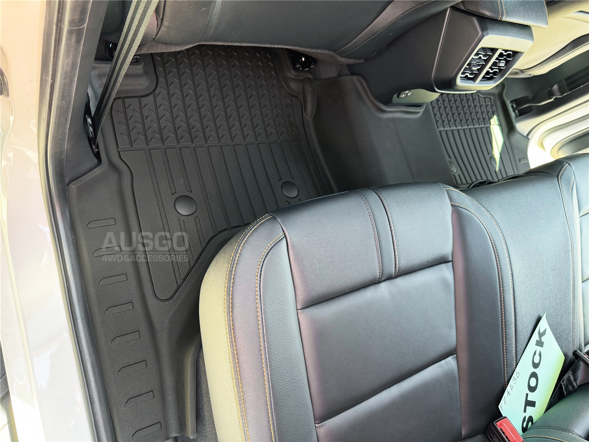 5D Injection Floor Mats + Black Door Sill Protector for Ford Ranger Dual Cab Next-Gen 2022-Onwards