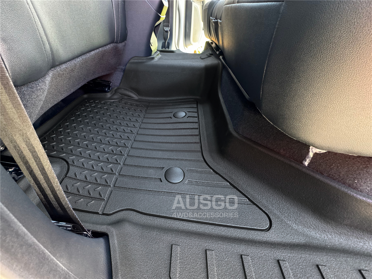 5D Injection Floor Mats + Black Door Sill Protector for Ford Ranger Dual Cab Next-Gen 2022-Onwards