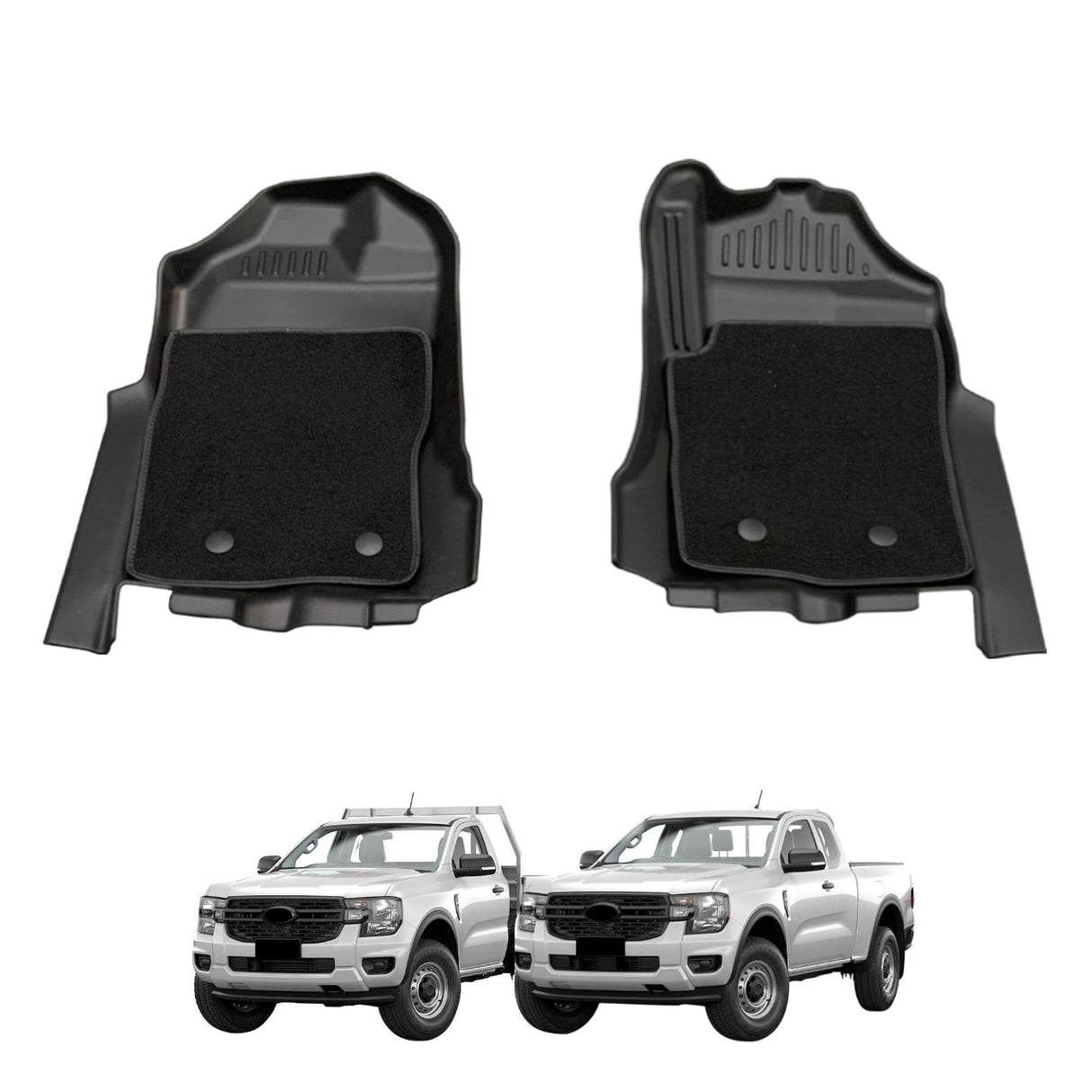 Double-Layer Car Floor Mats Front Row for Ford Ranger Next-Gen 2022-Onwards