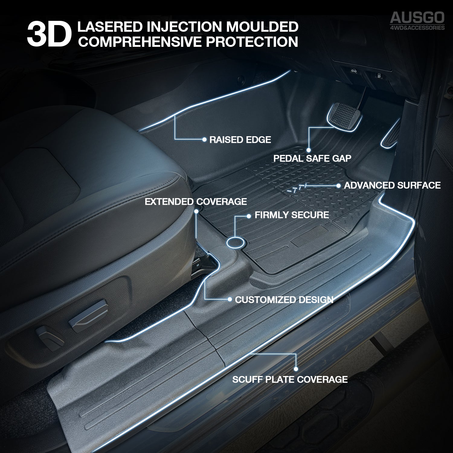 7D Injection Floor Mats for ISUZU D-MAX DMAX Dual Cab 2020-Onwards