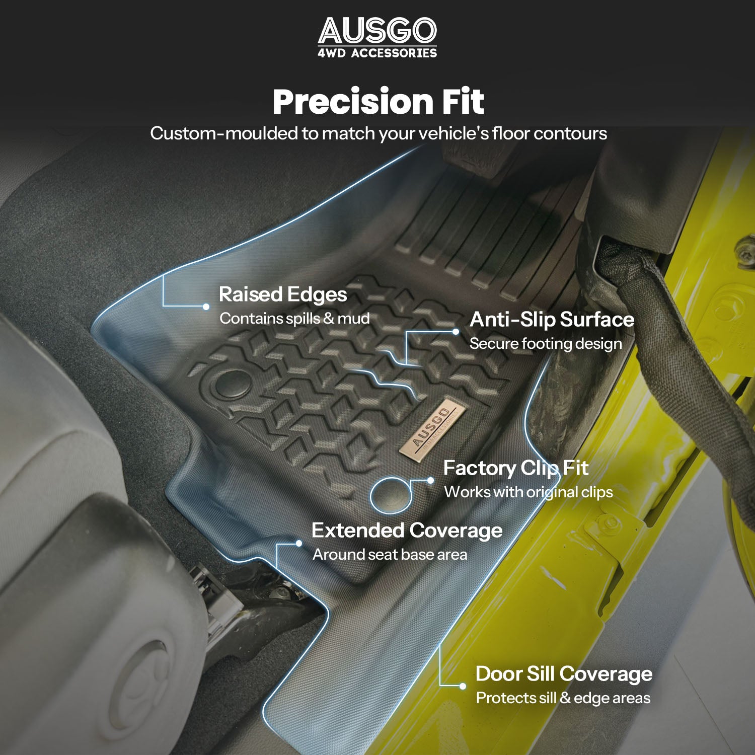 5D Car Floor Mats for Jeep Gladiator Dual Cab 2020-Onwards