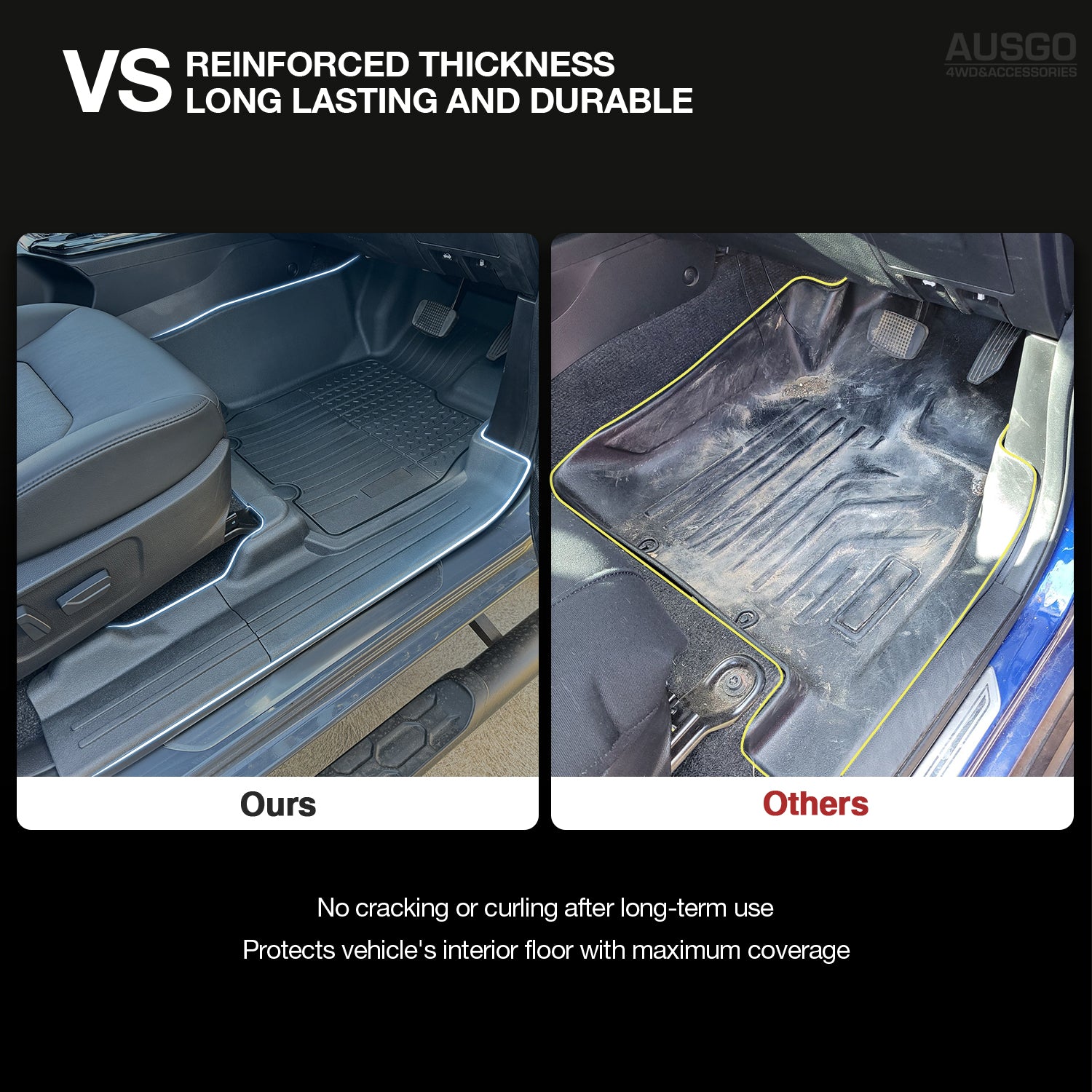 7D Injection Floor Mats + Black Door Sills Protector for Mazda BT-50 BT50 Dual Cab 2020-Onwards