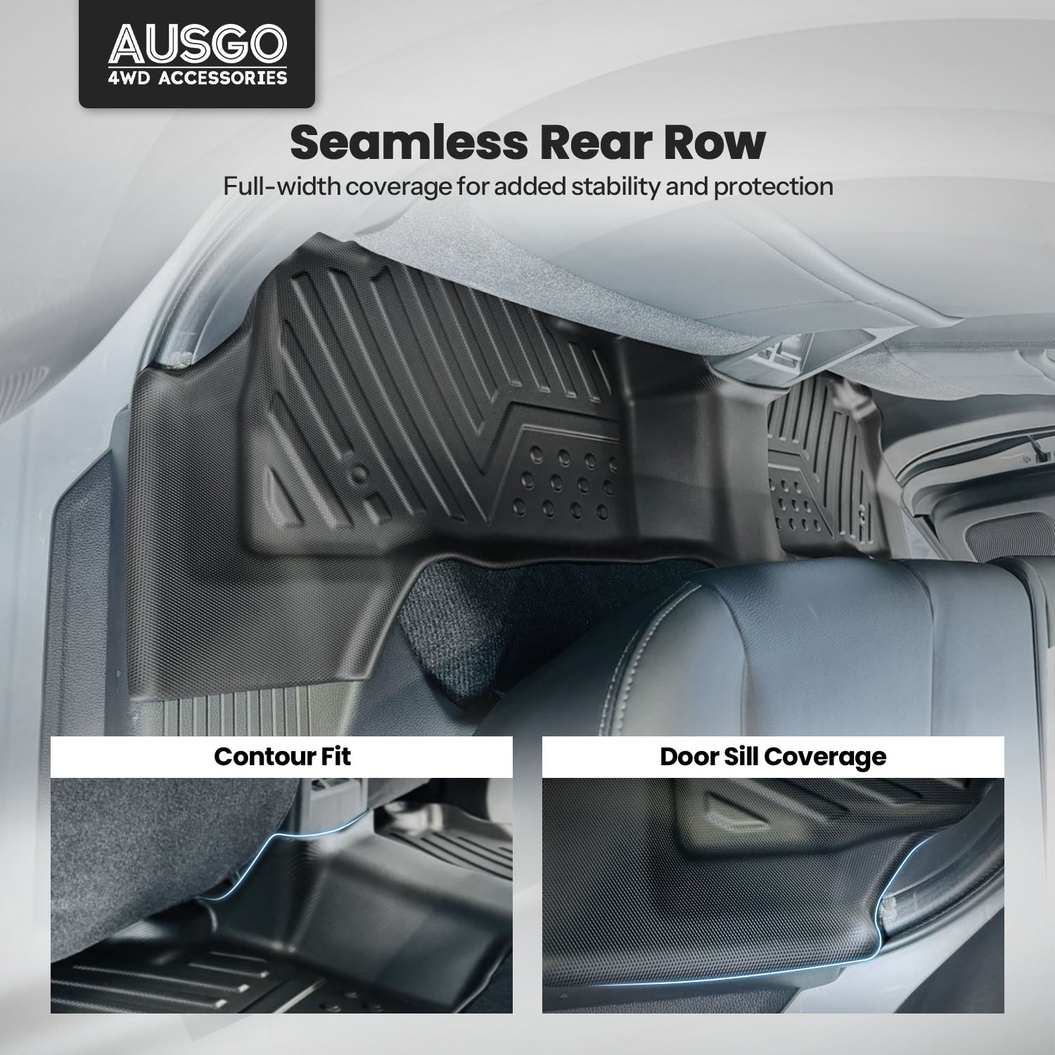 Car Floor Mats + Black Door Sill Protector for Mitsubishi Pajero Sport 2015-Onwards 5 & 7 Seats