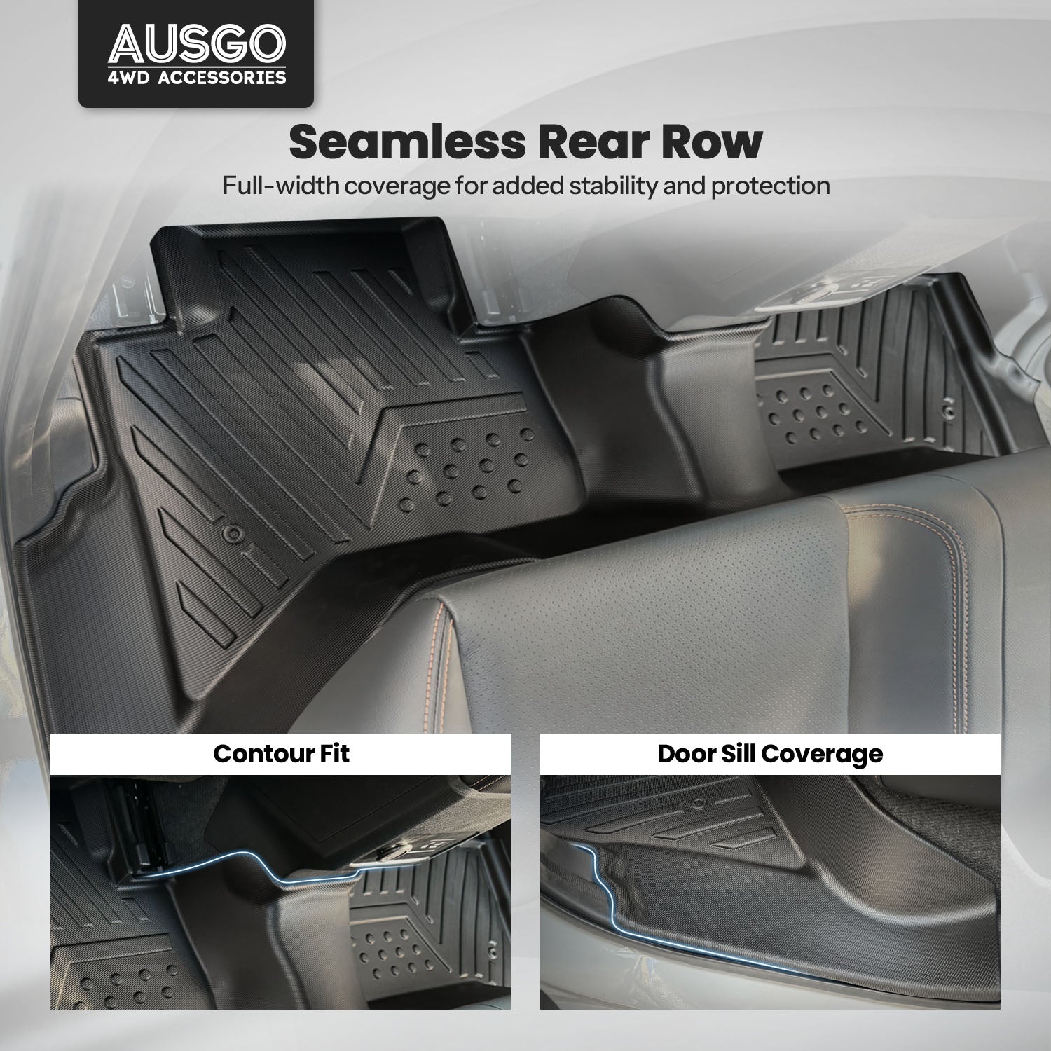 Car Floor Mats + Door Sill Protector for Mitsubishi Triton MV Dual Cab 2024-Onwards