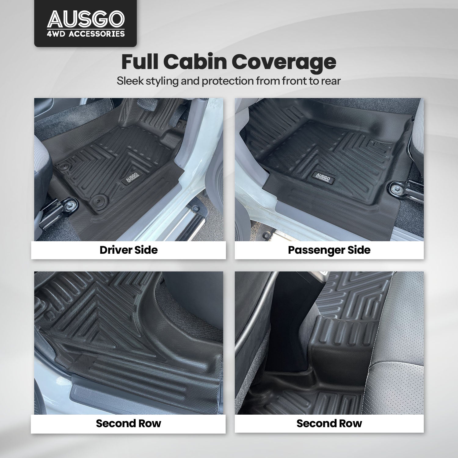 Car Floor Mats + Black Door Sill Protector for Mitsubishi Triton MQ MR Series Dual Cab 2015-2024