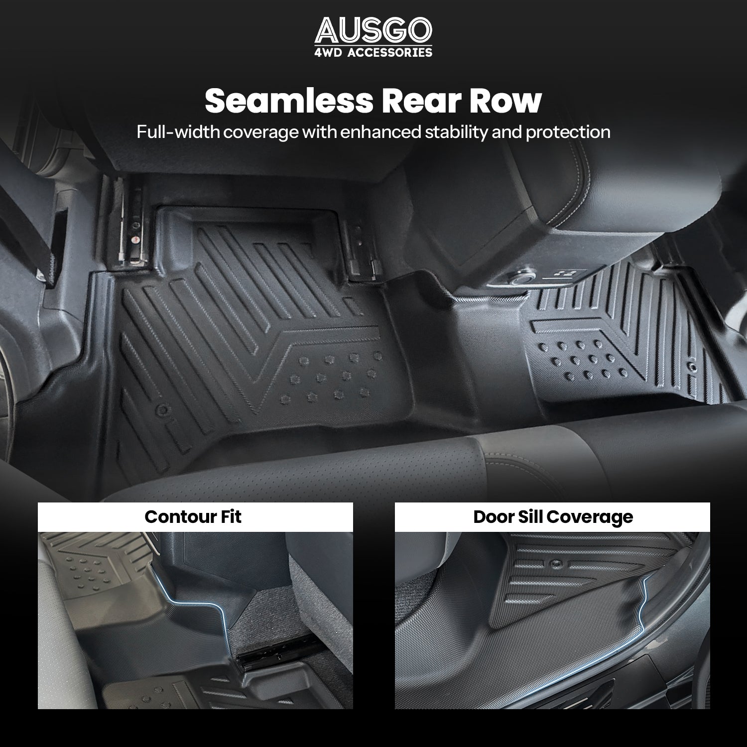 Car Floor Mats + Black Door Sill Protector for Nissan Navara D27 Dual Cab 2026-Onwards