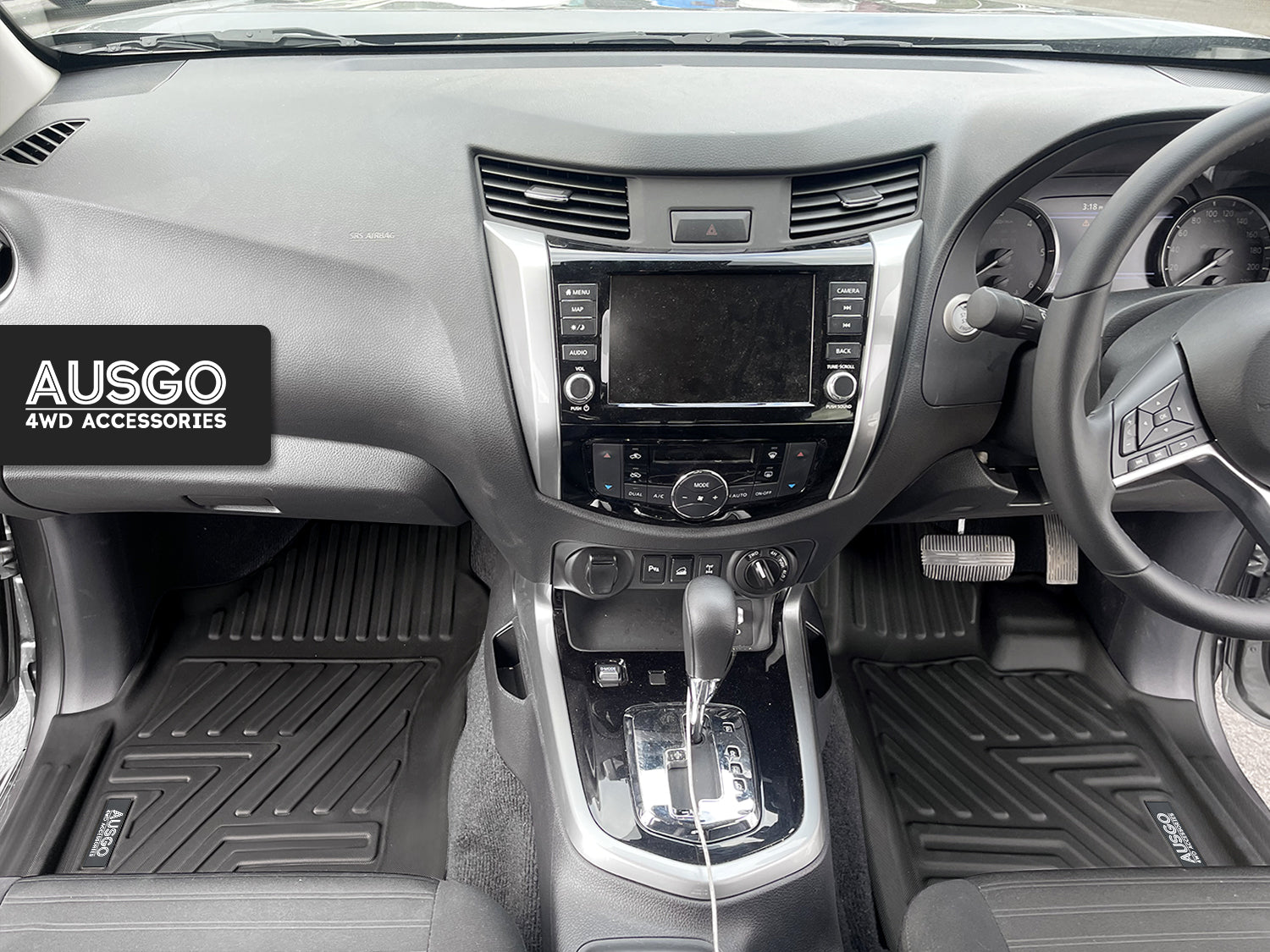 Car Floor Mats + Black Door Sill Protector for Nissan Navara NP300 D23 Dual Cab 2015-Onwards