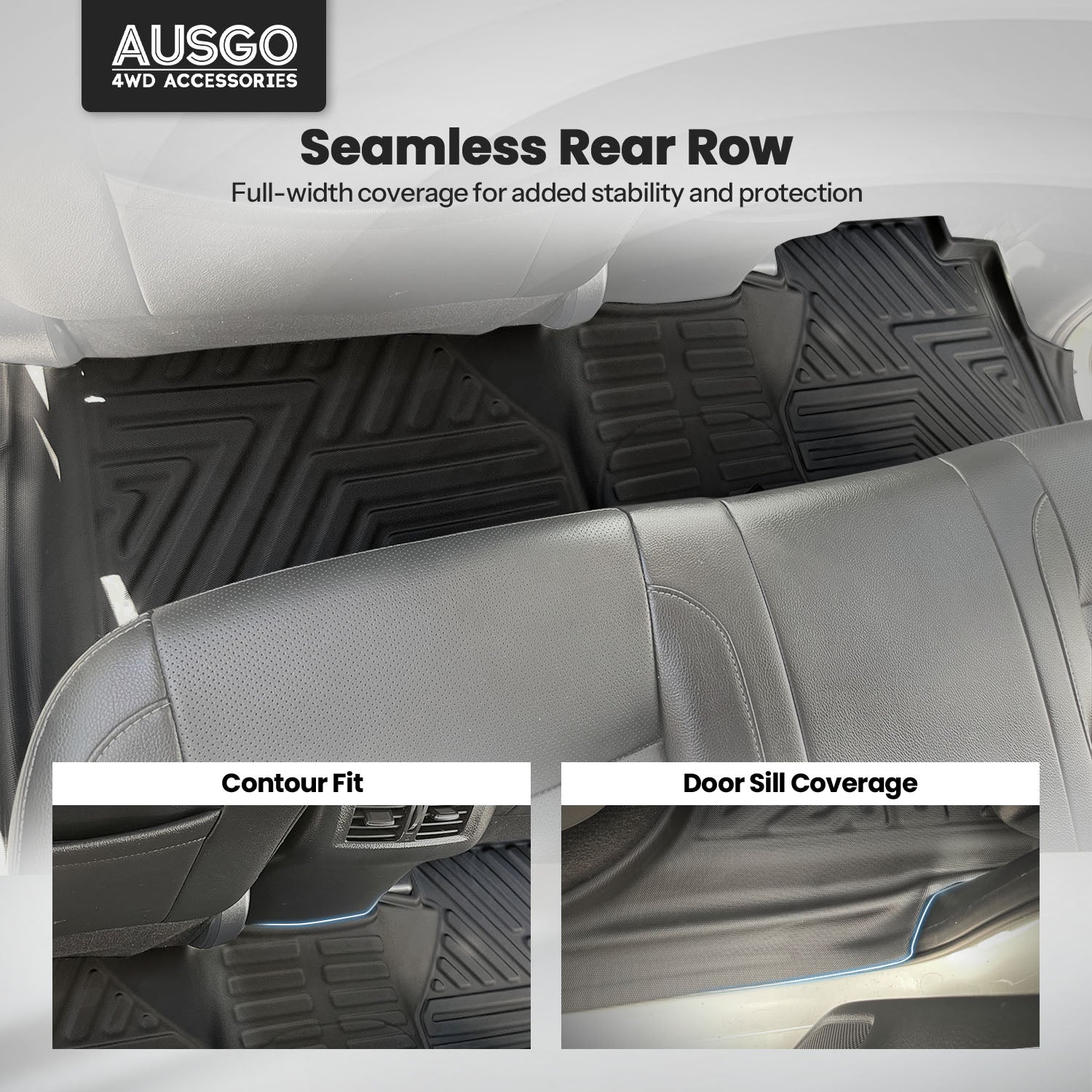 Car Floor Mats + Black Door Sill Protector for Nissan Navara NP300 D23 Dual Cab 2015-2025
