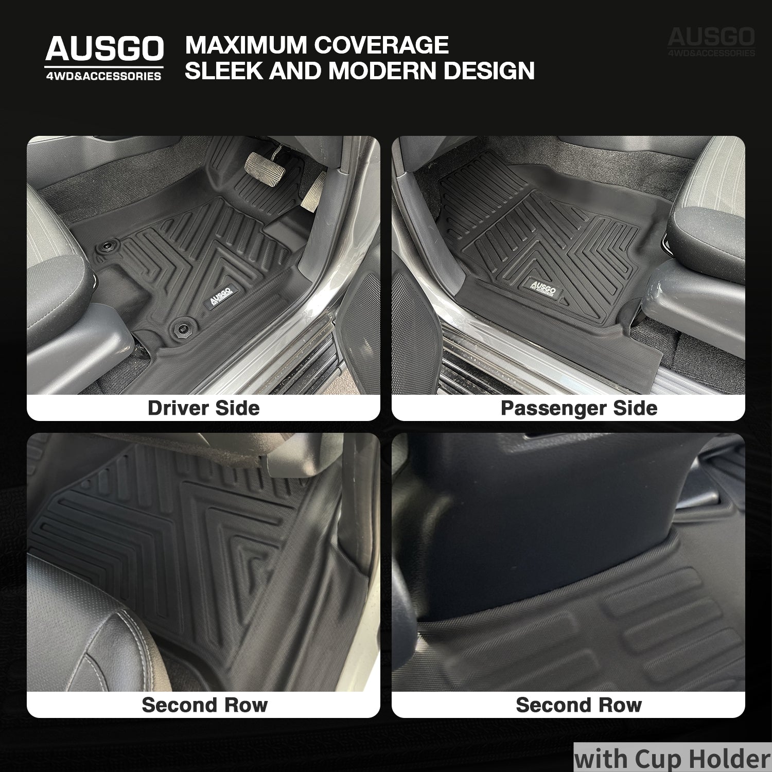 Car Floor Mats + Black Door Sill Protector for Nissan Navara NP300 D23 Dual Cab 2015-Onwards