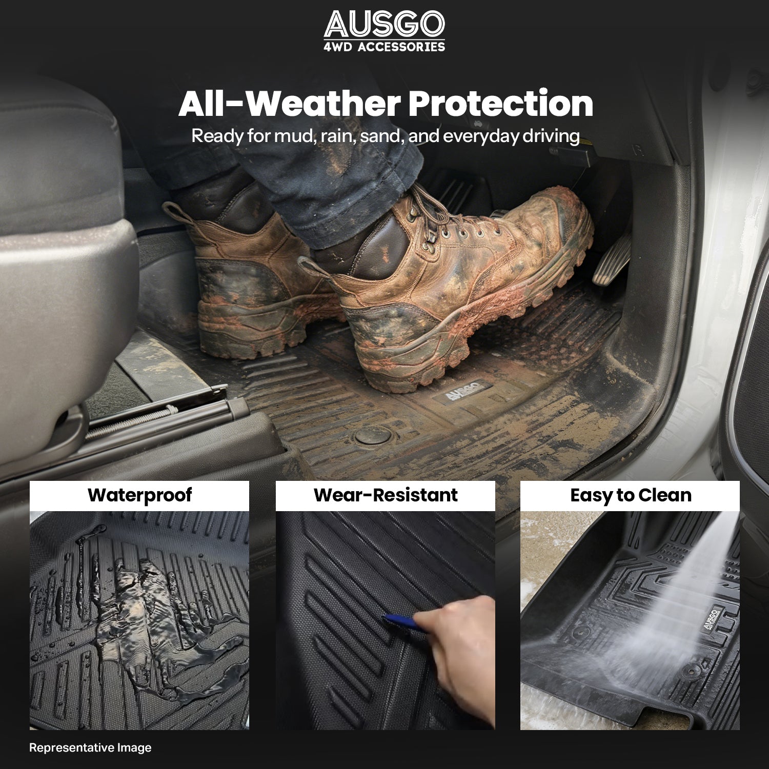 PRE-ORDER 7D Car Floor Mats for Toyota Land Cruiser Prado 150 Series 7-Seat 2009-2024 (Auto Trans)