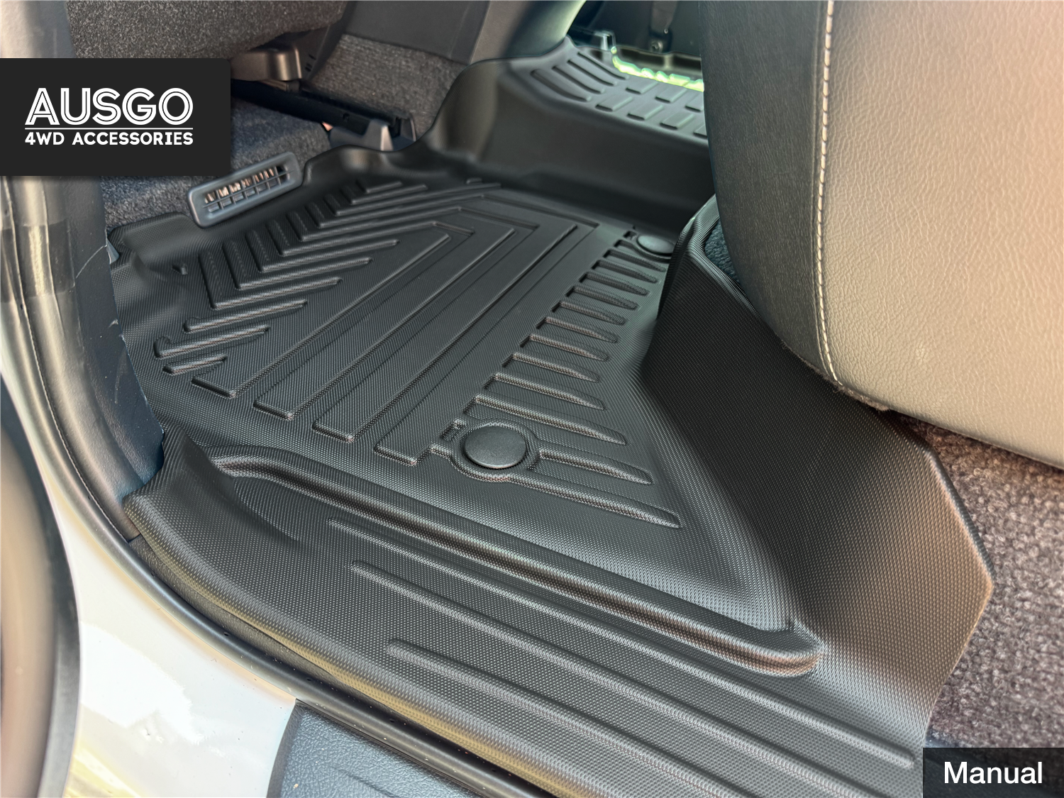5D Injection Floor Mats + Black Door Sill Protector for Toyota Hilux Dual Cab 2015-2025