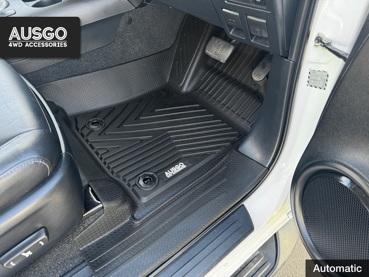 5D Injection Floor Mats + Black Door Sill Protector for Toyota Hilux Dual Cab 2015-2025