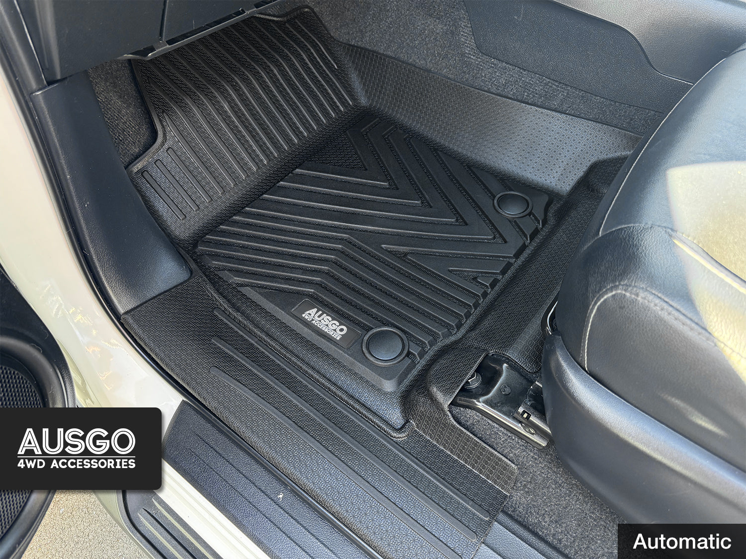 5D Injection Floor Mats + Black Door Sill Protector for Toyota Hilux Dual Cab 2015-2025