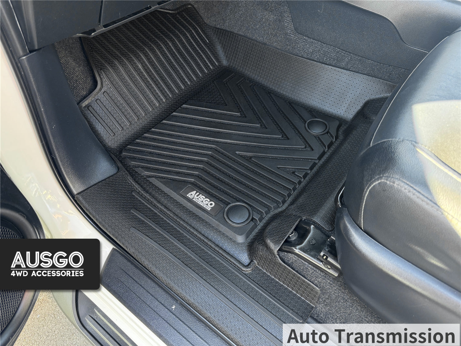 5D Injection Floor Mats + Black Door Sill Protector for Toyota Hilux Dual Cab 2015-Onwards