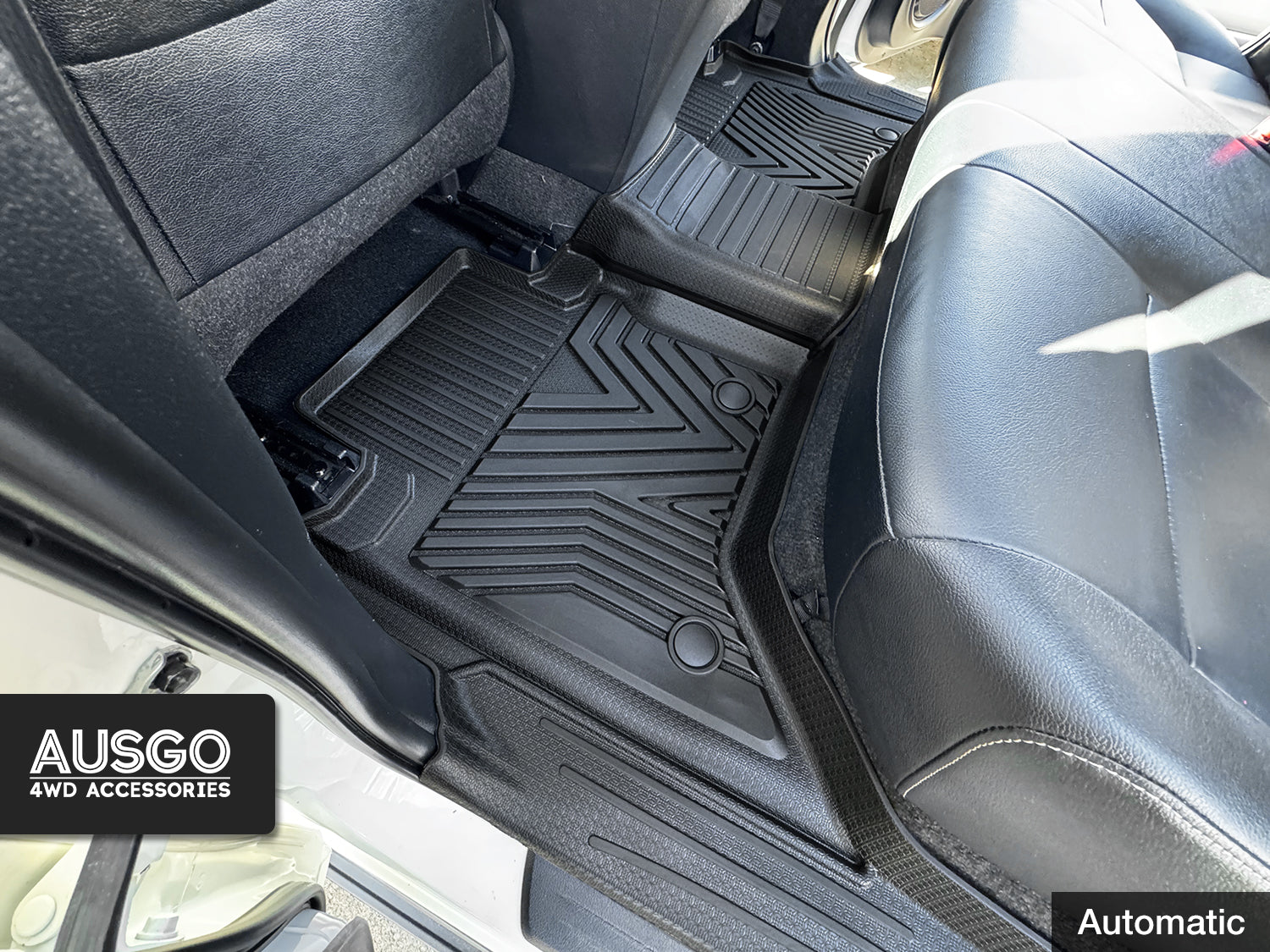 5D Injection Floor Mats + Black Door Sill Protector for Toyota Hilux Dual Cab 2015-2025