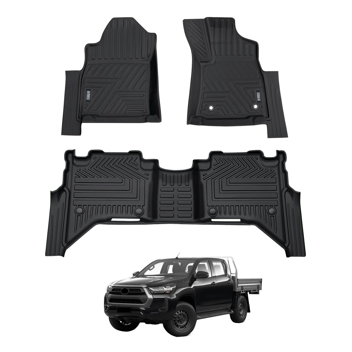 5D Car Floor Mats for Toyota Hilux Dual Cab 48V Hybrid 2024-Onwards