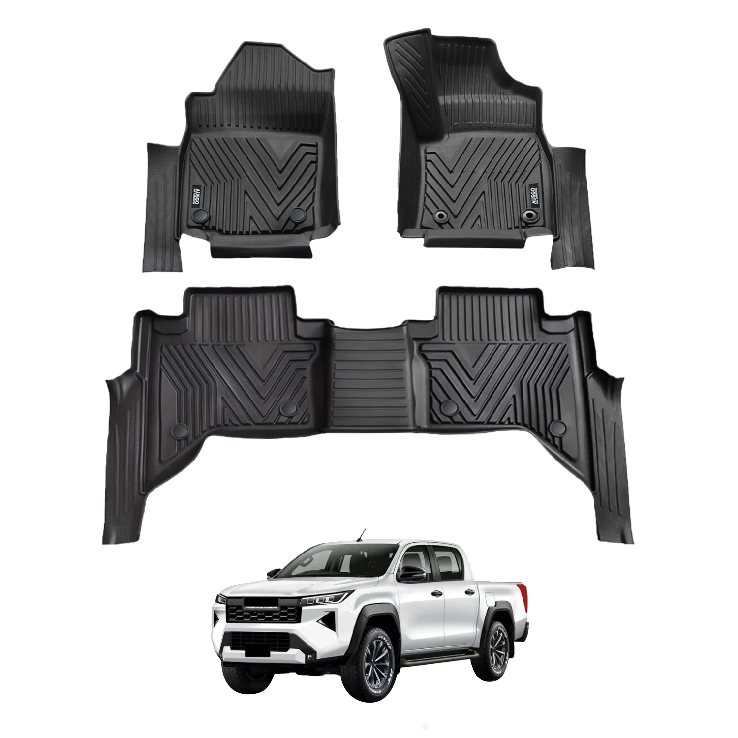 5D Injection Floor Mats for Toyota Hilux Dual Cab 2025-Onwards Auto Trans