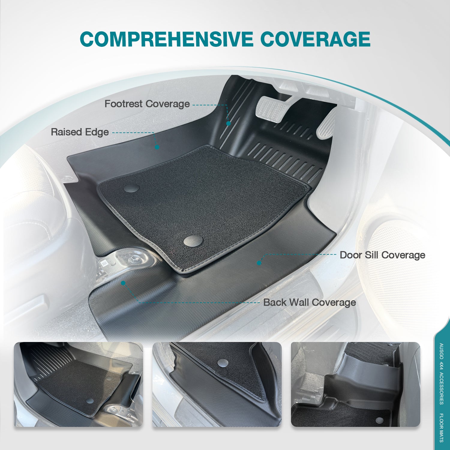 Double-Layer Car Floor Mats for Toyota Hilux Dual Cab 2015-2024 Auto Trans