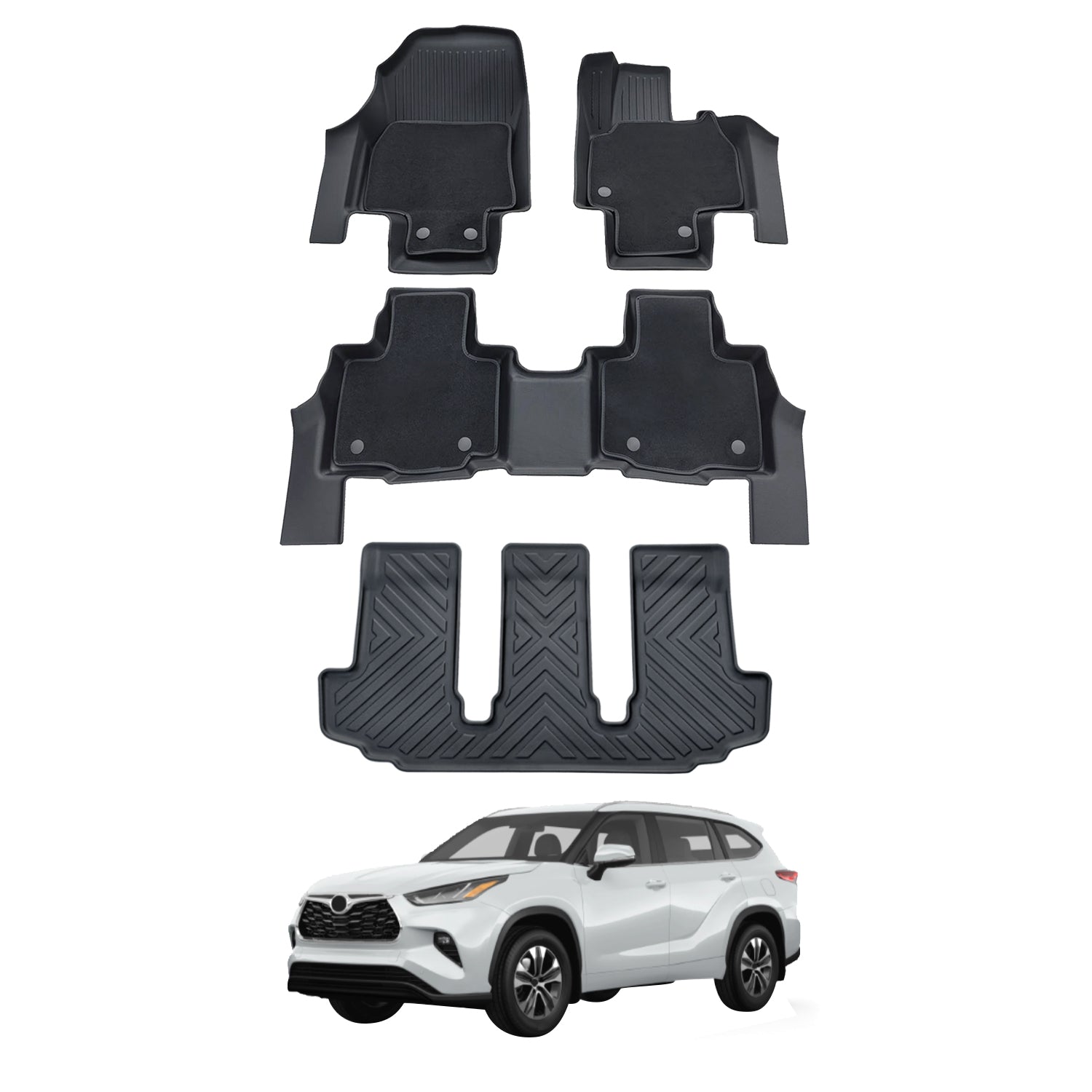 Double-Layer Car Floor Mats for Toyota Kluger 2021-Onwards