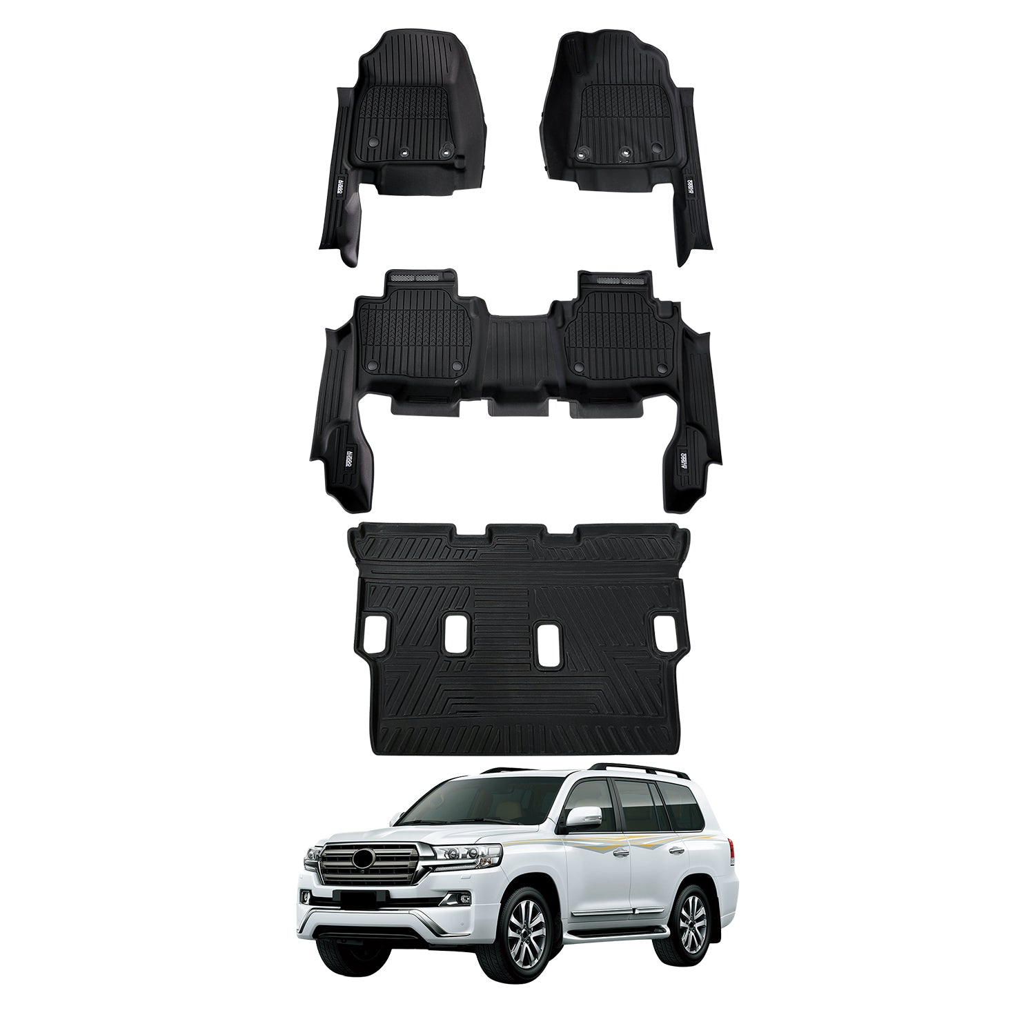 7D Injection Floor Mats for Toyota Land Cruiser 200 Series Altitude / VX / Sahara 2012-2021
