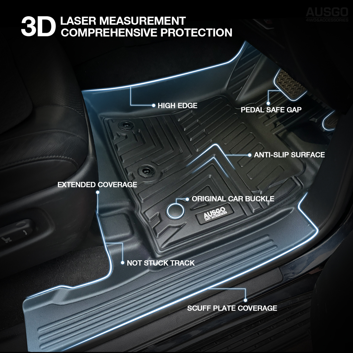 5D Moulded Car Floor Mats for Toyota LandCruiser 200 LC200 2012-2021
