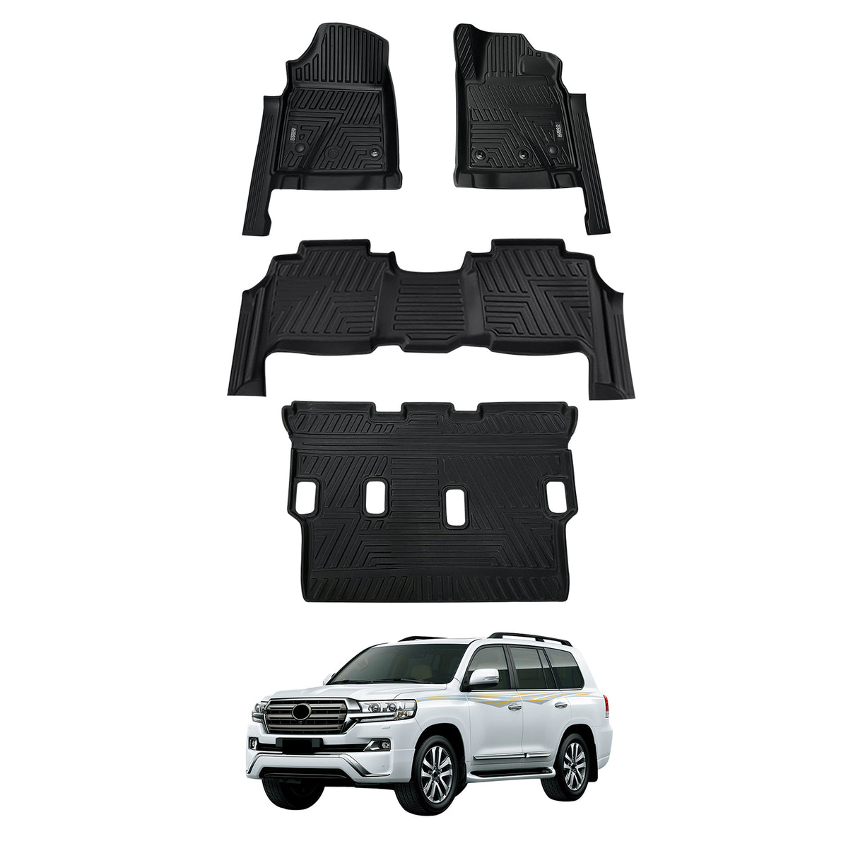 5D Moulded Car Floor Mats for Toyota LandCruiser 200 LC200 2012-2021