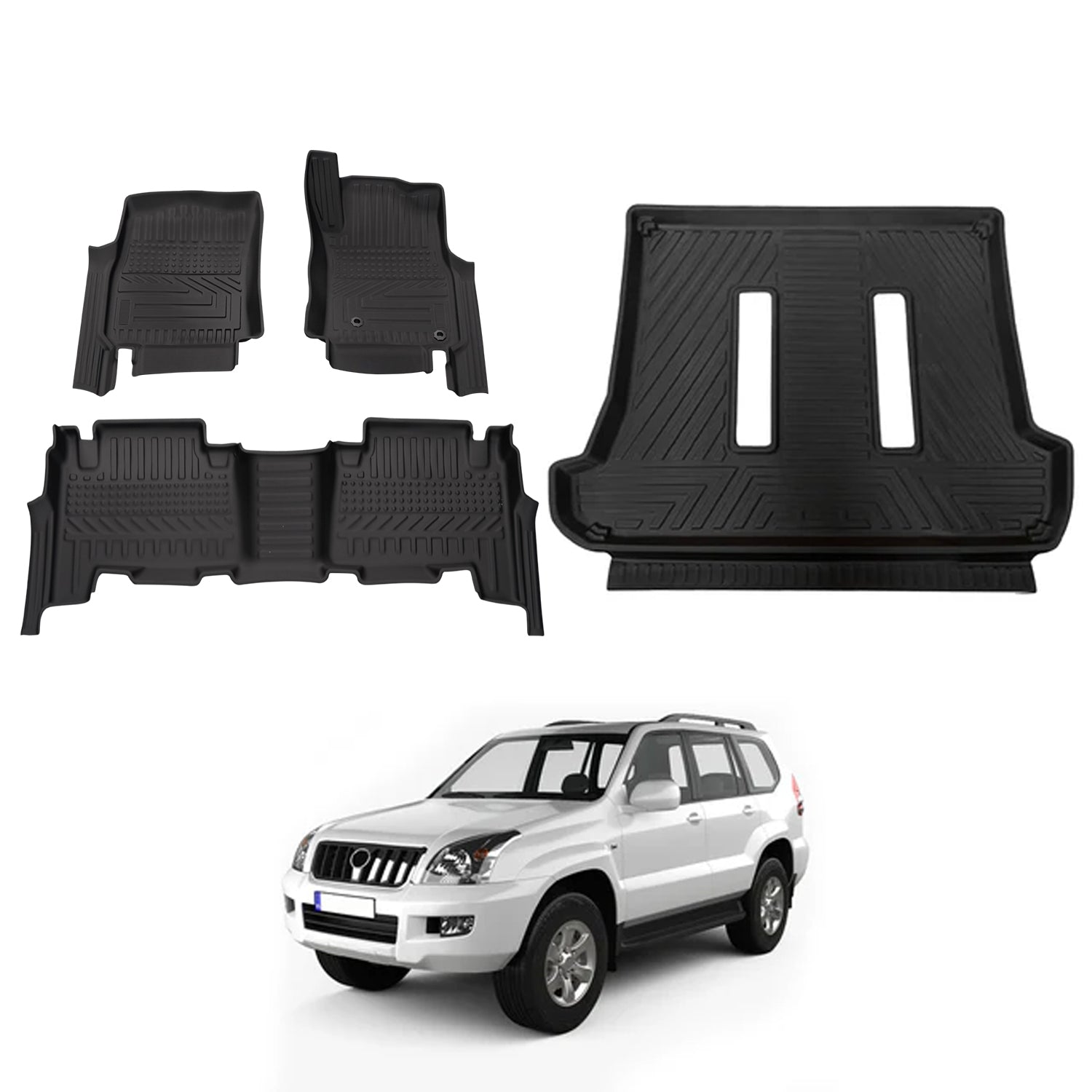 5D Car Floor Mats for Toyota Land Cruiser Prado 120 Series 2003-2009 (Auto Trans)