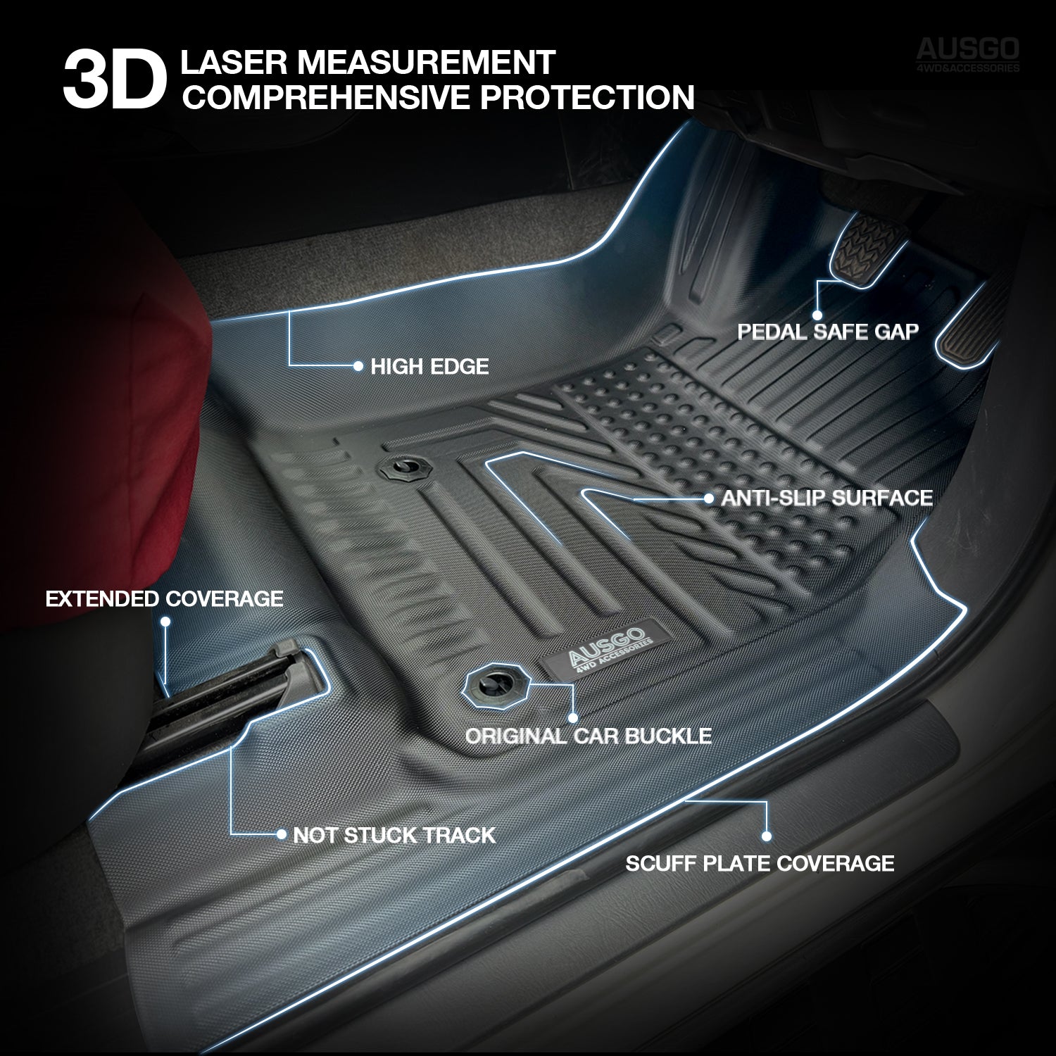 5D Car Floor Mats for Toyota Land Cruiser Prado 120 Series 2003-2009 (Auto Trans)