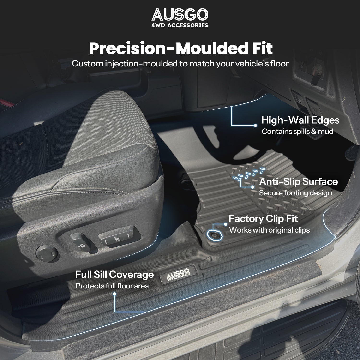 7D Car Floor Mats for Toyota Land Cruiser Prado 150 Series 7-Seat 2009-2024 (Auto Trans)