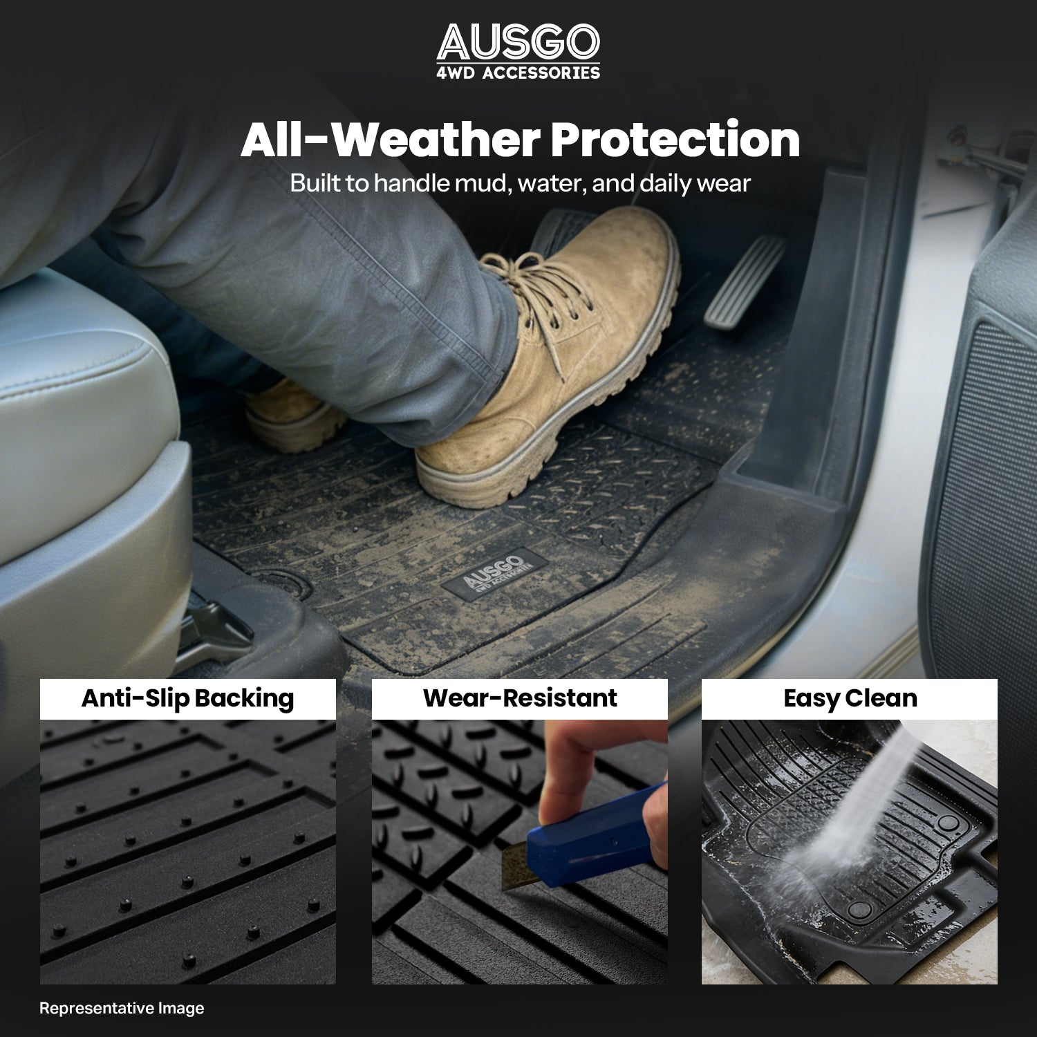 7D Car Floor Mats for Toyota Land Cruiser Prado 150 Series 7-Seat 2009-2024 (Auto Trans)