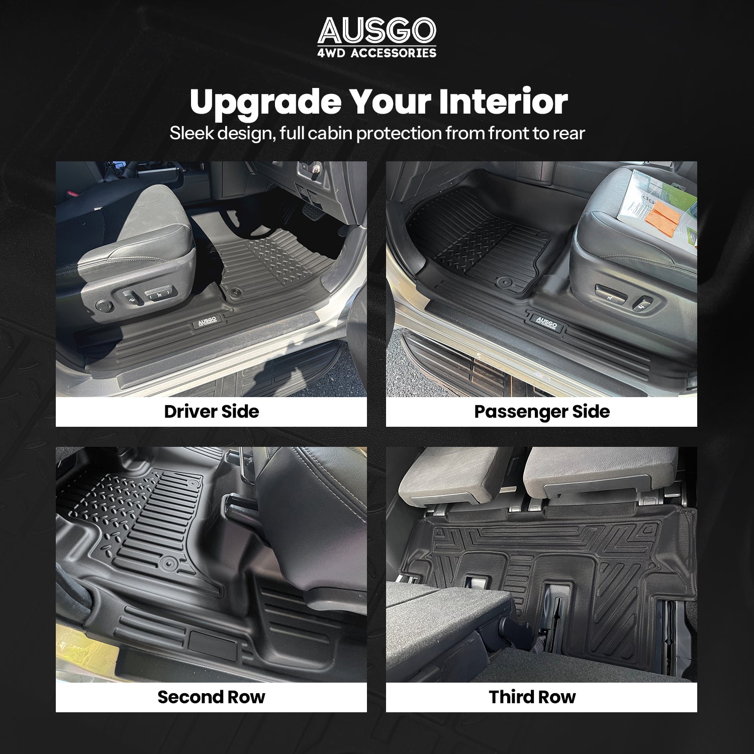 7D Car Floor Mats for Toyota Land Cruiser Prado 150 Series 7-Seat 2009-2024 (Auto Trans)