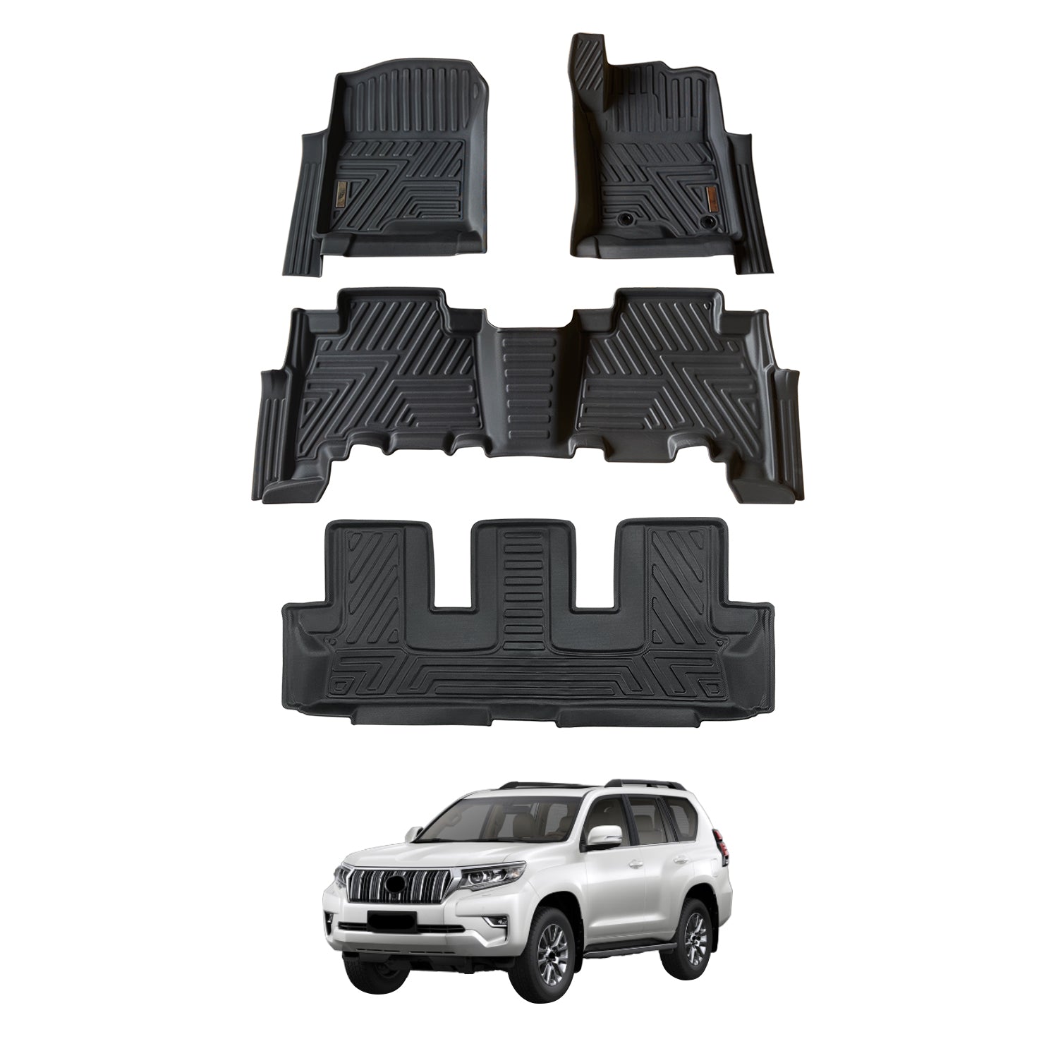 5D Car Floor Mats for Toyota Land Cruiser Prado 150 Series 7-Seat 2009-2024 (Auto Trans)