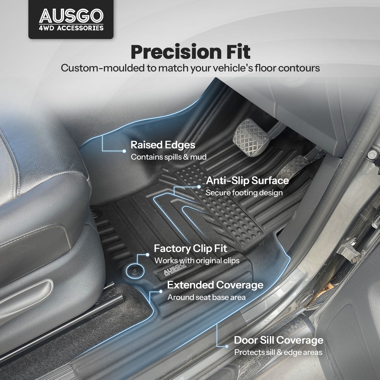 5D Car Floor Mats for Volkswagen Amarok 2H Series Dual Cab 2009-2022